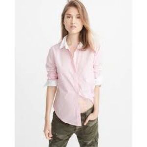NWT Abercrombie & Fitch Pink Button Down Shirt White Collar, and Cuffs Size L